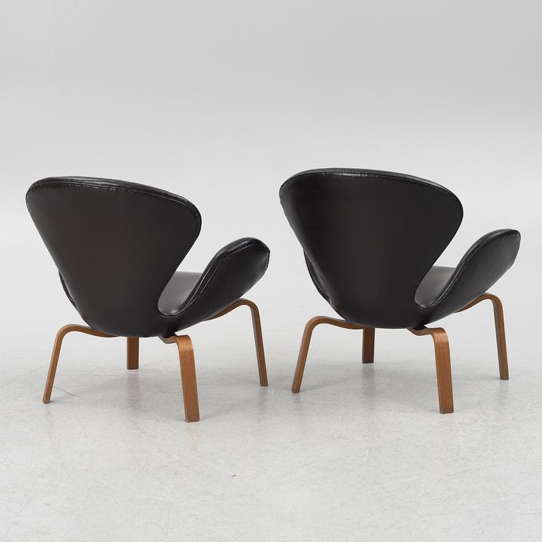 Arne Jacobsen, fåtöljer, ett par, modell 1166, ”Svanen”, Fritz Hansen, Danmark, 1900-talets andra hälft.