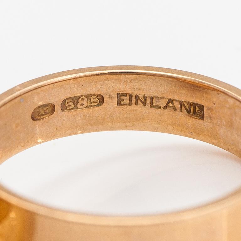 Elis Kauppi, Ring, 14K guld, rökkvarts. Kupittaan kulta, Åbo.