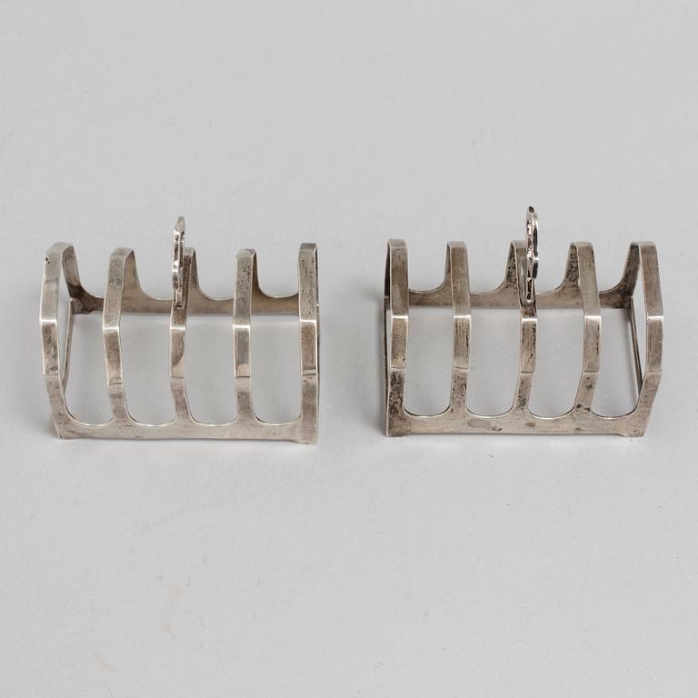 TOASTRACKS, a pair, silver, Viner's Ltd, Sheffield, England.