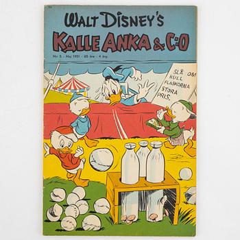 Serietidningar, "Kalle Anka & Co", 12 st, komplett årgång 1951.