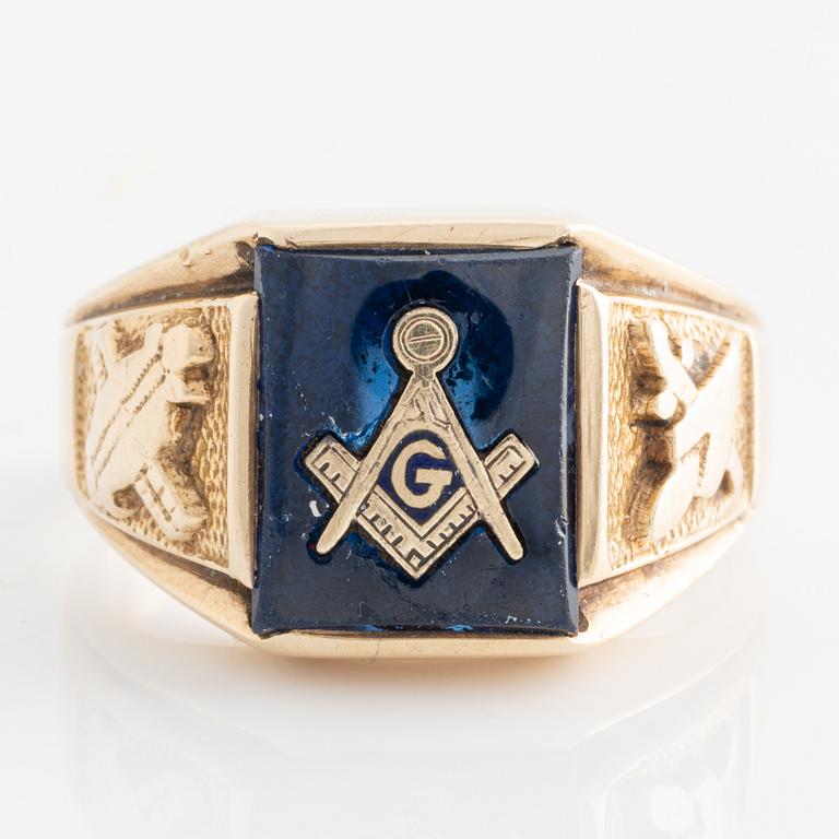 Ring Freemason ring, 10K gold.