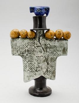 FIGUR, stengods, "Fågelskrämma", Lisa Larson, Gustavsberg, 1960-/1970-tal.