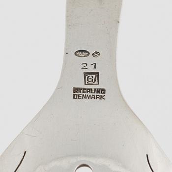 Georg Jensen, a No 21 silver sugar sprinkle spoon, Denmark.