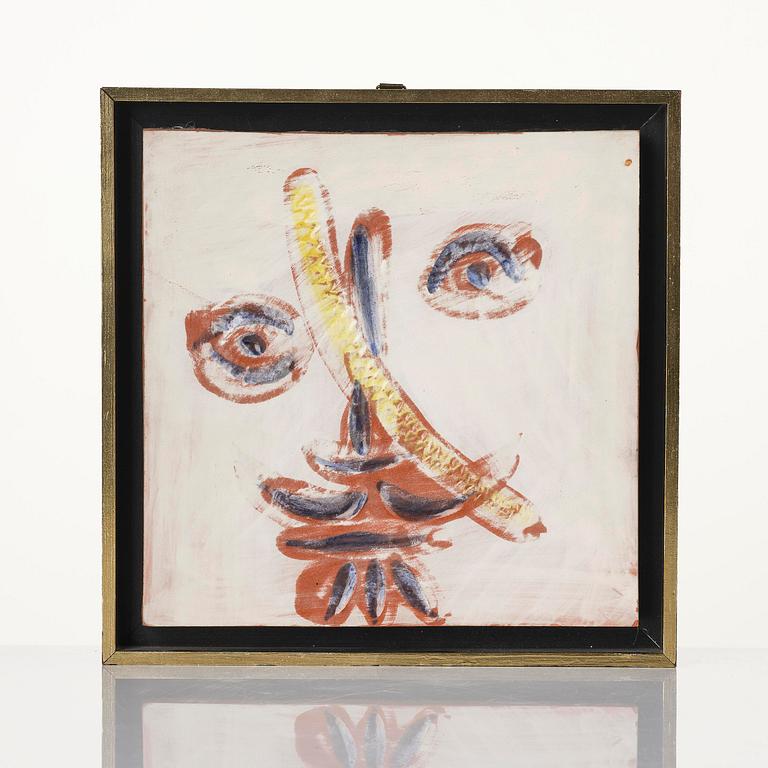 Pablo Picasso, plakett, fajans, "Visage au trait oblique" (A.R. 589), Madoura, Vallauris, Frankrike, efter 1968-69.