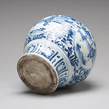 A large blue and white jar, Ming dynasty (1368-1644).