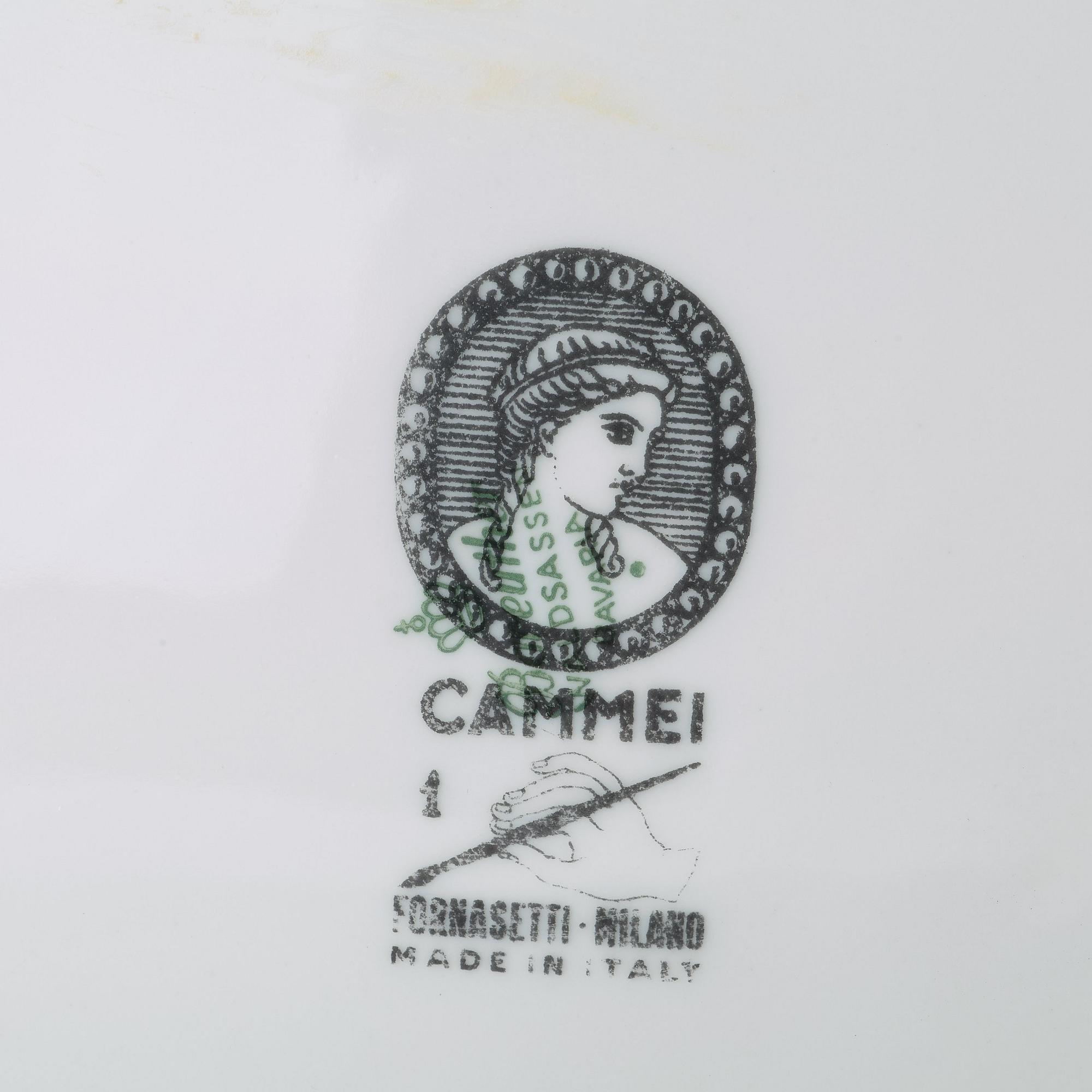 Piero Fornasetti, a set of six "Cammei" porcelain plates, Milano, Italy.