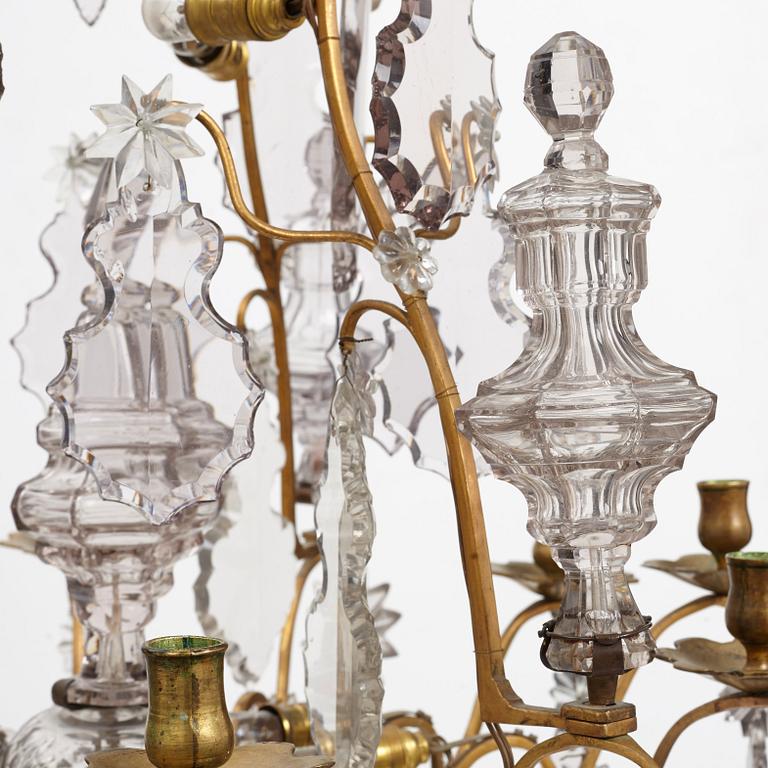 A Louis XV 18th century nine-light chandelier.