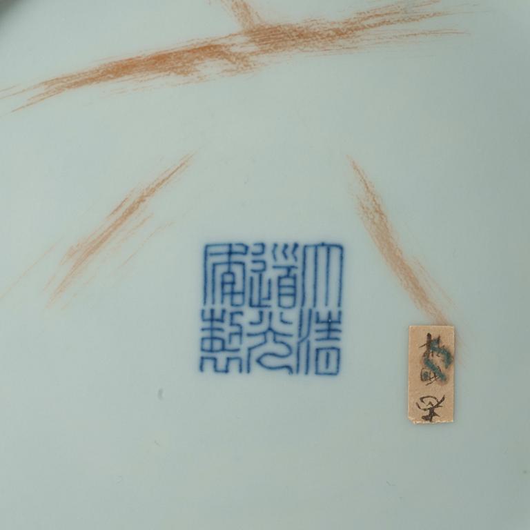 A pair of blue and white 'Dragon dishes', Qing dynasty, Daoguang seal mark and period (1821-50).