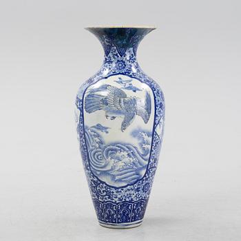 A Japanese blue and white vase, 19th century.