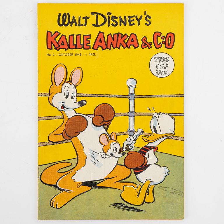 Serietidningar, "Kalle Anka & Co", 3 st, nr 2,3,4, 1948.