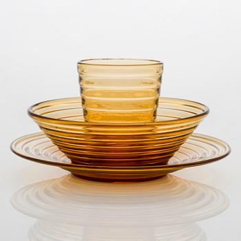 Aino Aalto, servisdelar, 3 st, "Bölgeblick" ,för Karhula Glasbruk 1930-tal.