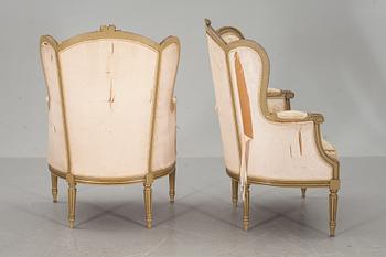 BERGÈRER, ett par,Louis XVI-stil, 1900-talets första hälft.