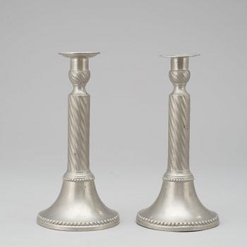 A pair of Gustavian pewter candlesticks by E. P. Krietz 1792/94.