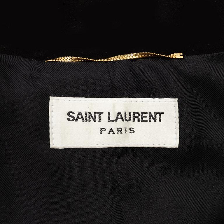 Yves Saint Laurent, a black goat suede fringe jacket, size 34.
