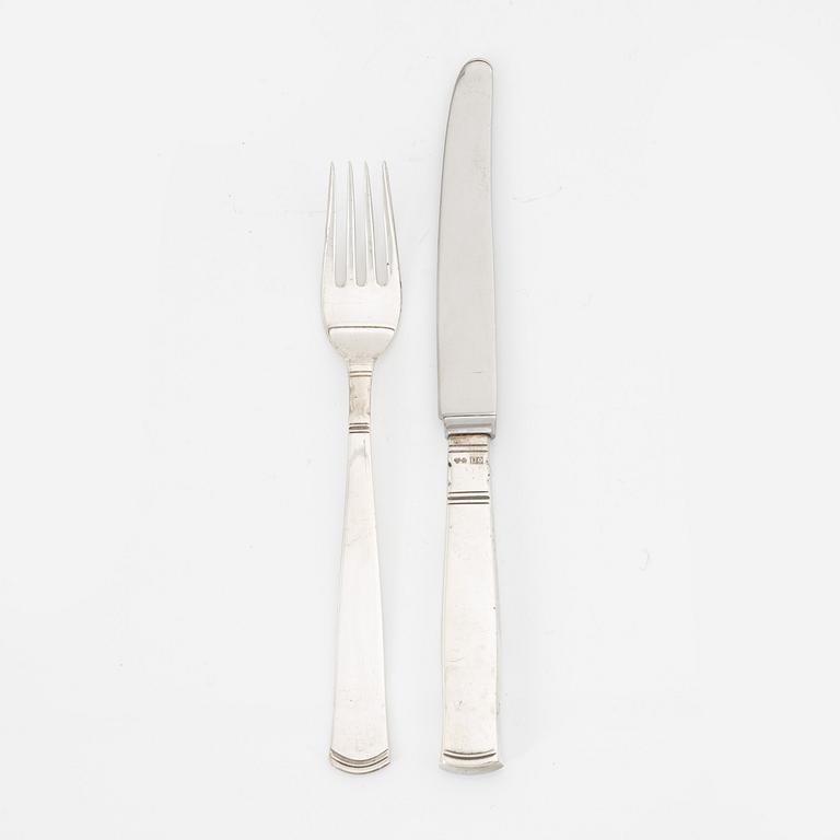 A Swedish 20th century set of 52 pcs of silver cutlery "Rosenholm" mark of J Ängman/GAB Stockholm 1960s ,
