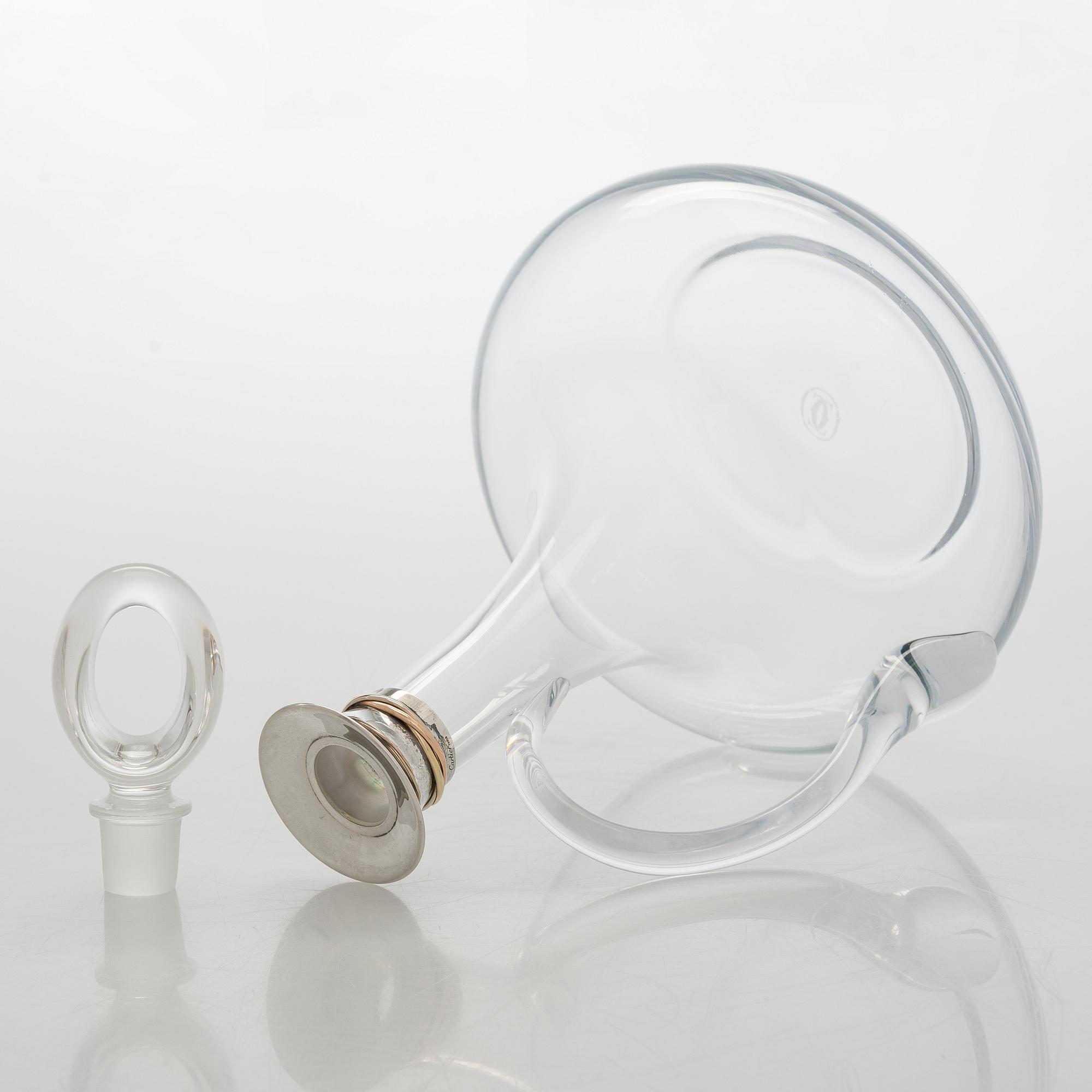 Cartier, karahvi, lasi ja sterlinghopea, Ranska 1900-luvun loppu.