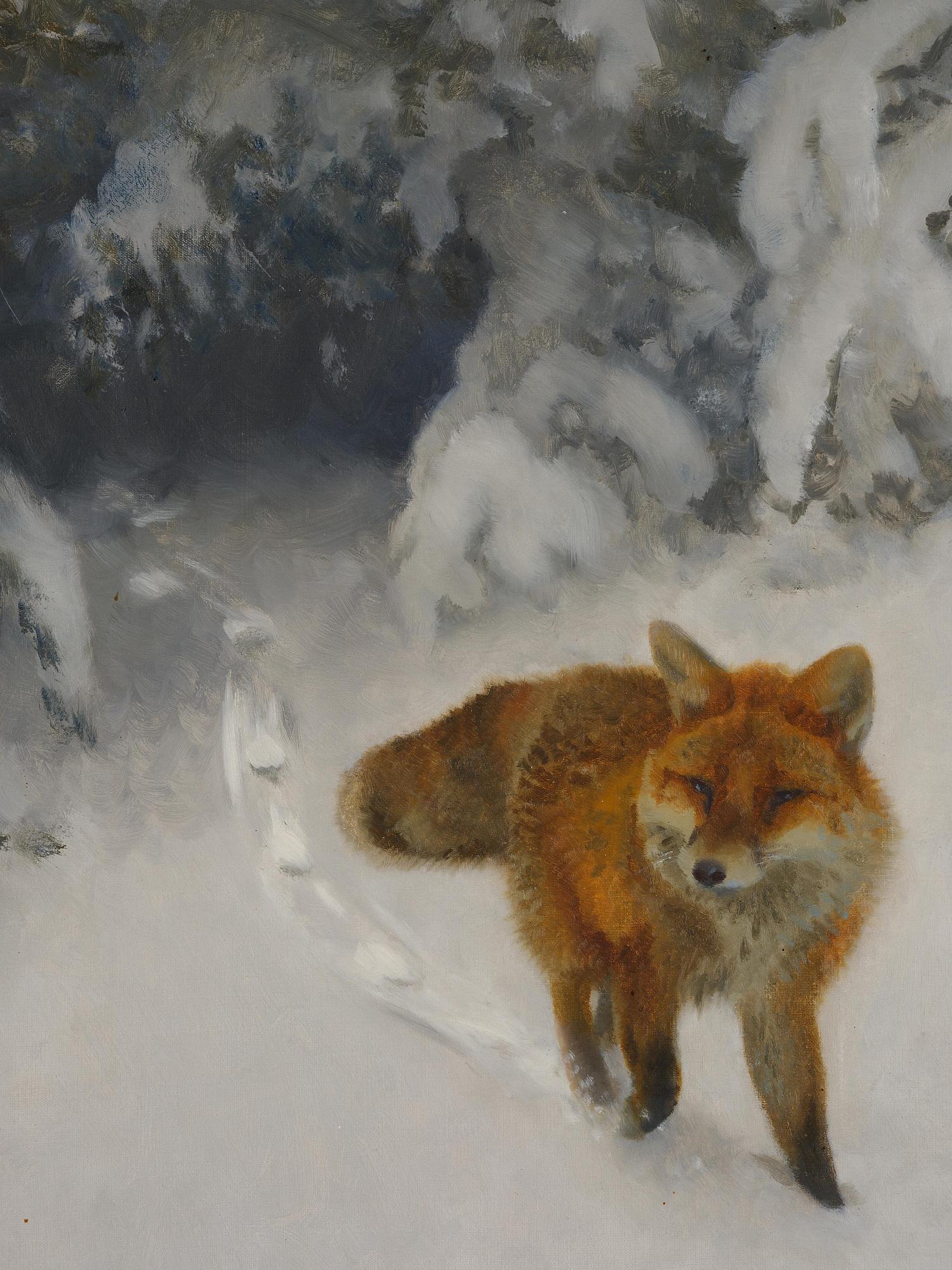 Bruno Liljefors, Fox in a winter landscape.