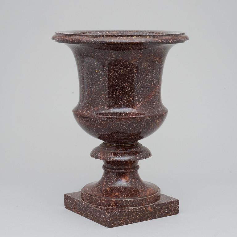 A Swedish Empire 19th century porphyry urn.