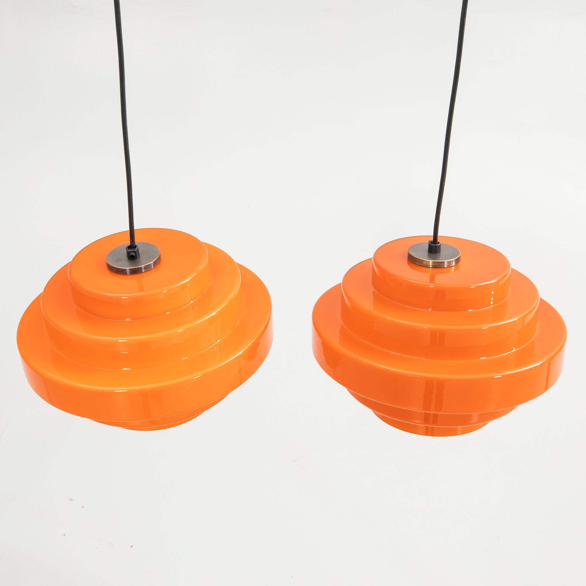 Ceiling lamps, a pair, 1970s.