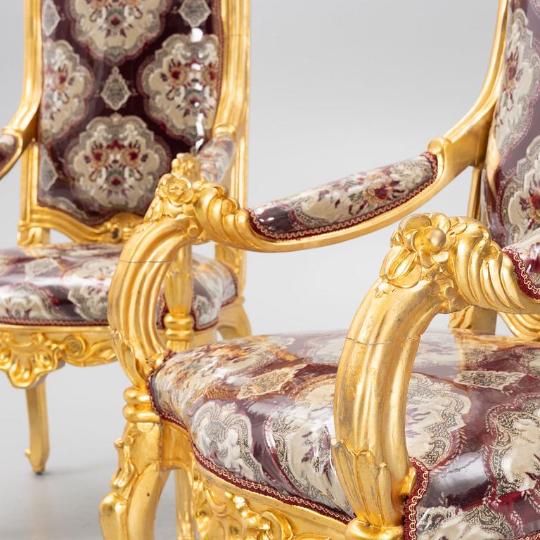 A pair of Baroque style chairs, Italy, probably. Late 20th Century.