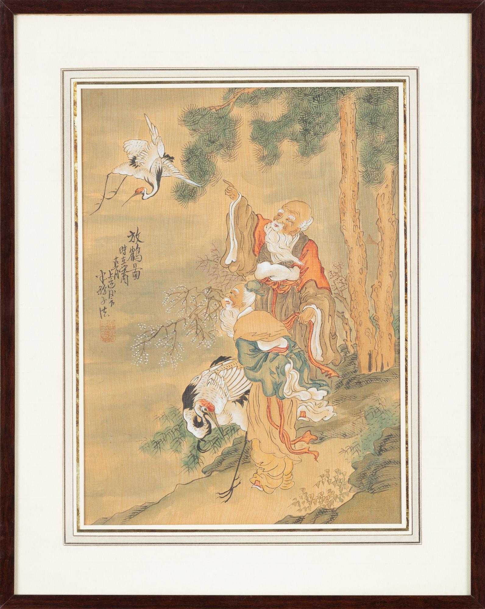 Unidentified artist, five Chinese paintings, watercolour on paper, 20th century.