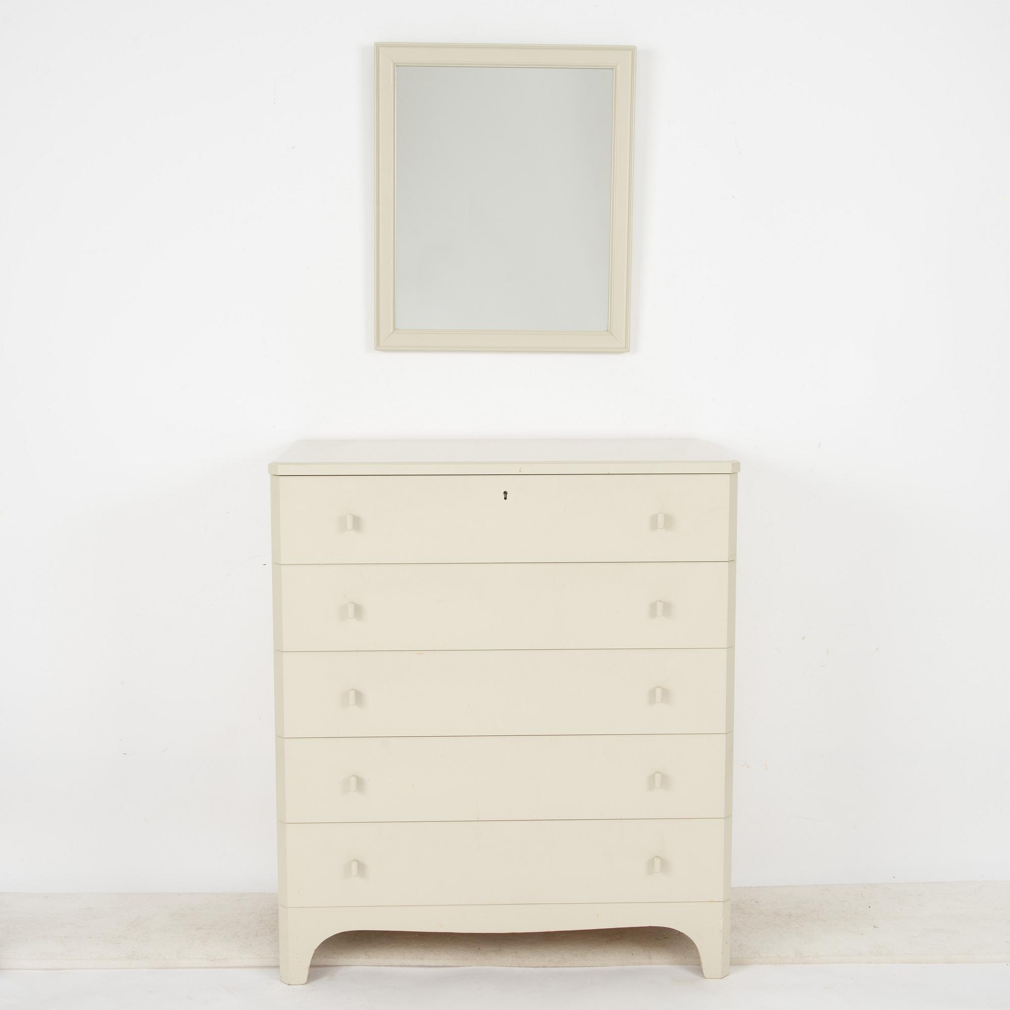 Carl Malmsten, a "Vidar" dresser and a "Vidar" mirror, Sweden, second half of the 20th century.