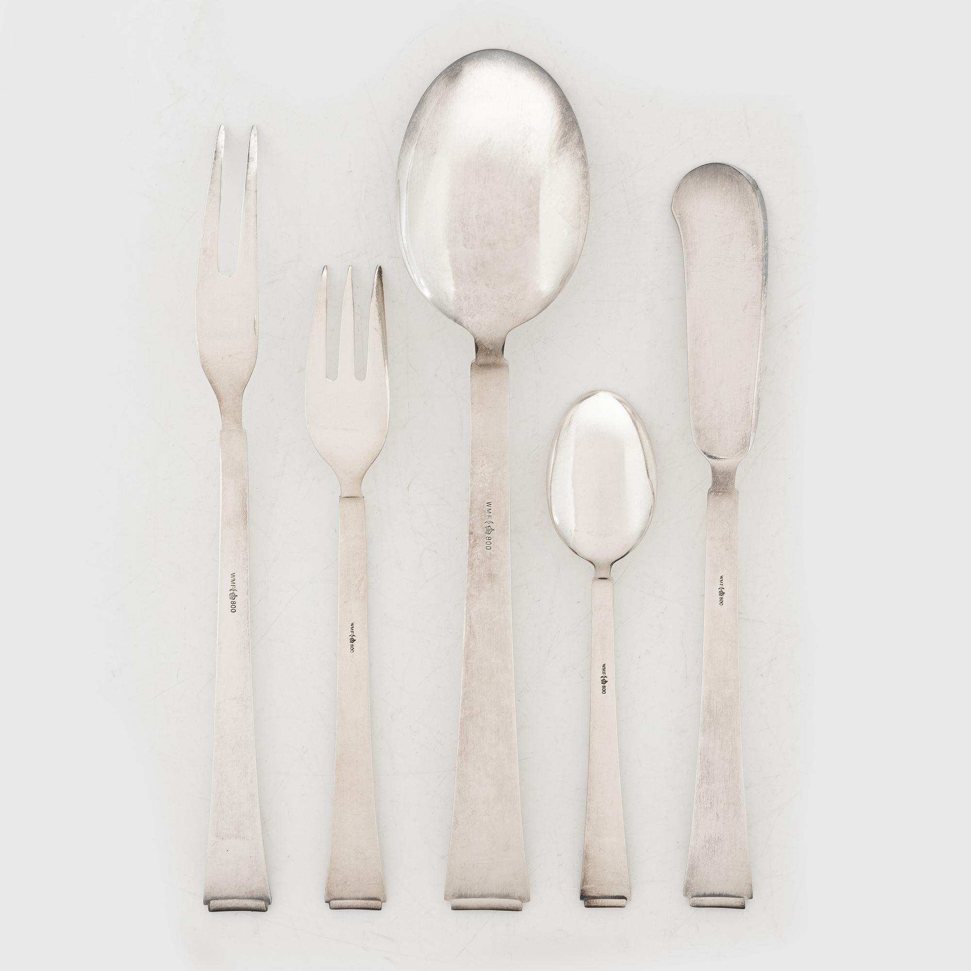 Württembergische Metallwarenfabrik (WMF), Cutlery, 15 pcs, silver, Germany.