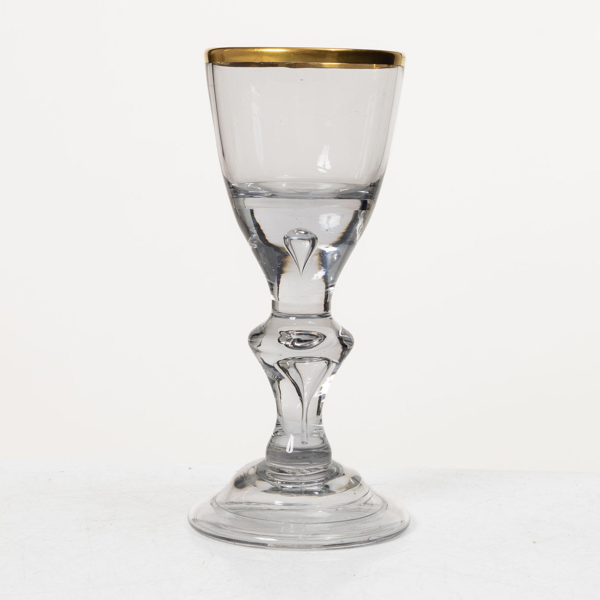 Ten Baroque style wine glasses, 20th Century.