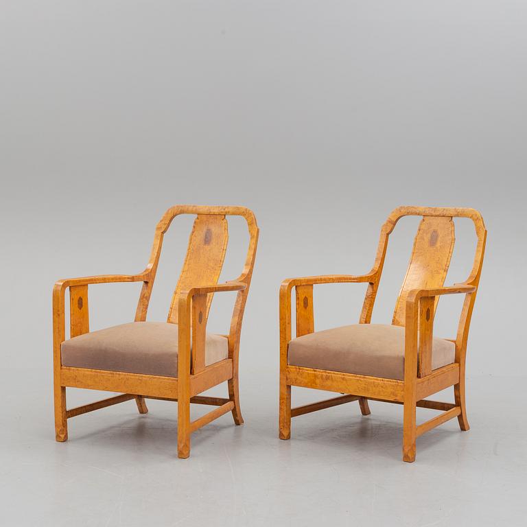 a pair of armchairs by NK Stockholm, 1930's.