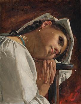 736. Julius Kronberg, Italian girl in thoughts.