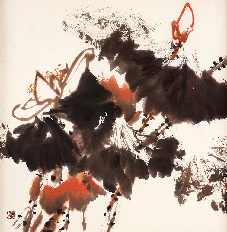 MÅLNING, av Guo Zhengying (1955-), utan titel, med sigill.