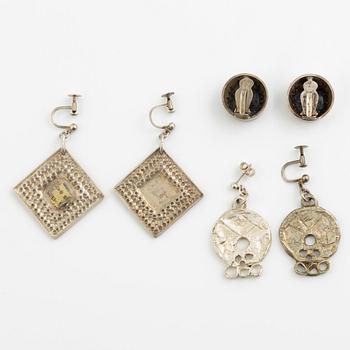 Lars Arby, two pairs of cufflinks and three pairs of earrings, silver, Gothenburg circa 1966 and 1976.