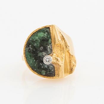 Björn Weckström, Ring "Quebec" 18K red and white gold set with a round brilliant-cut diamond and zoisite, Lapponia 1976.