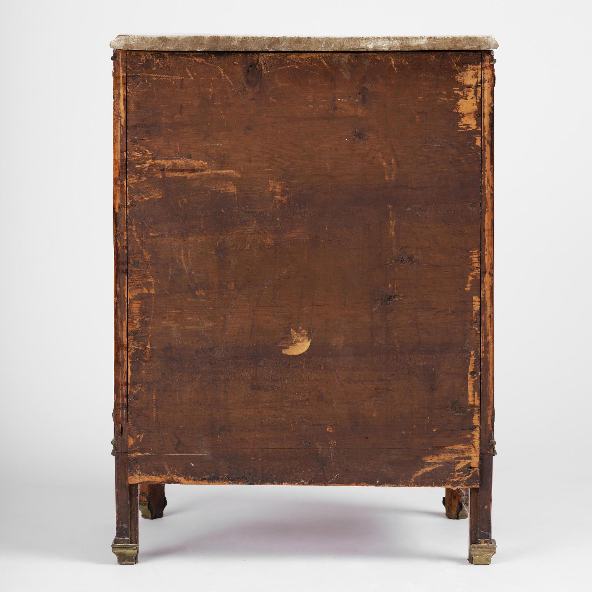 A late Gustavian mahogany commode, Stockholm, late 18th century.