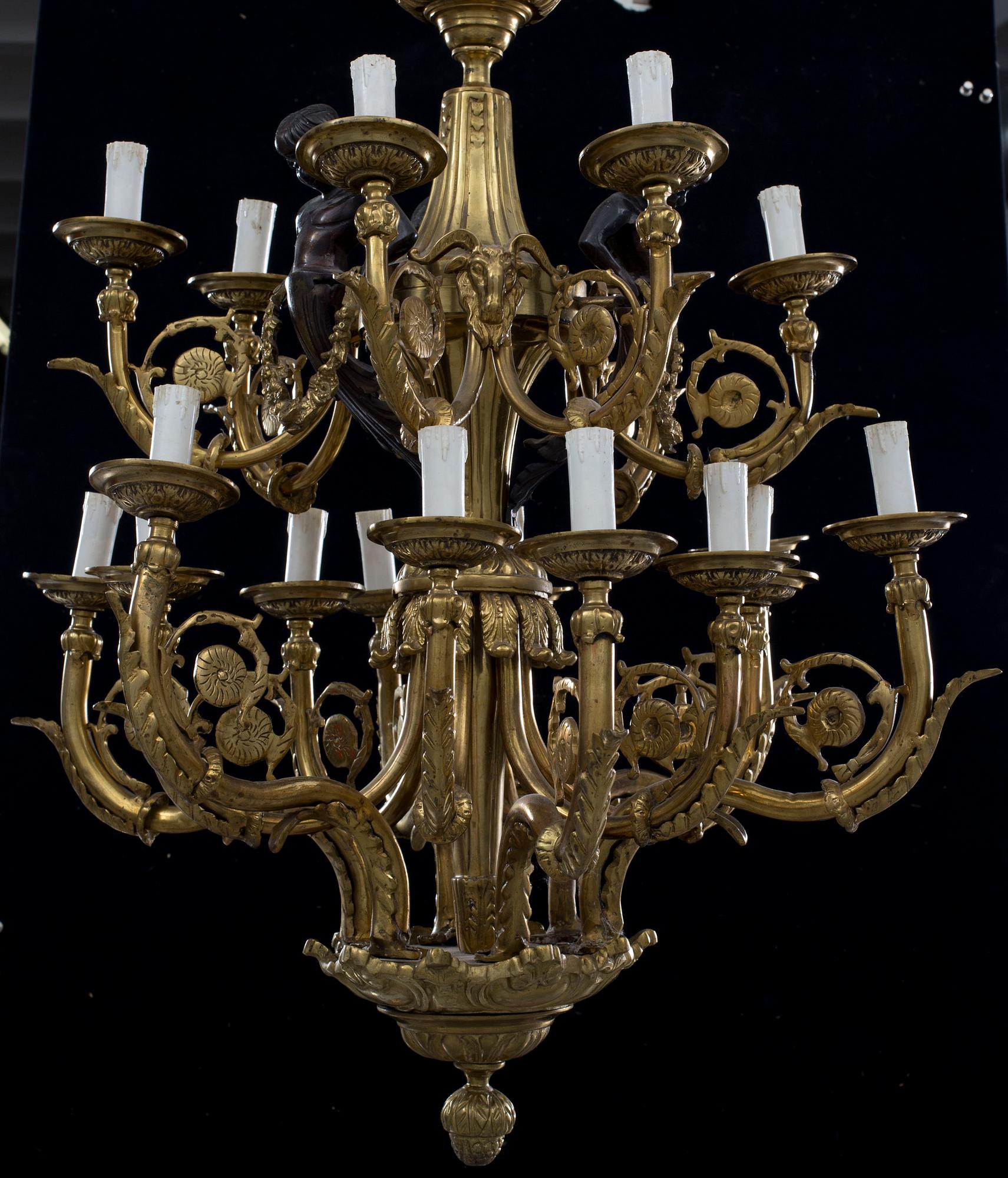 A Louis XVI-style brass chandelier, first half of the 20th Century.