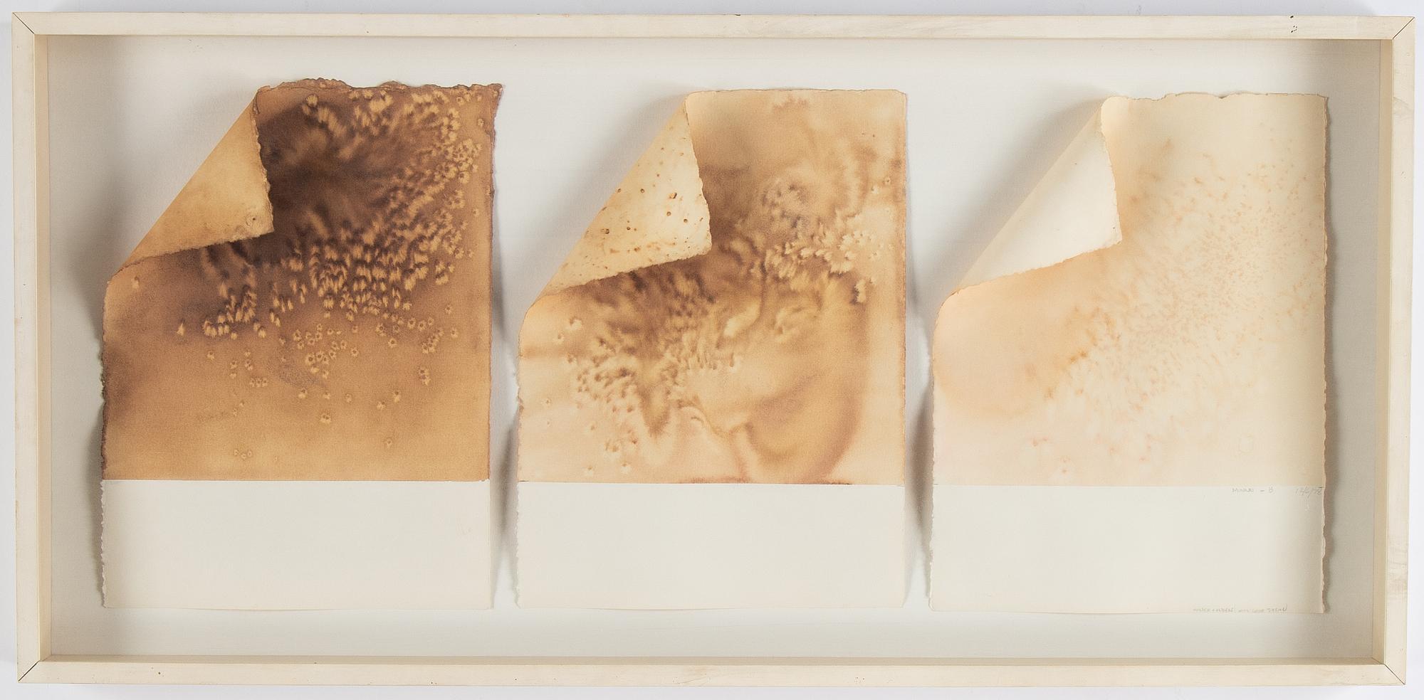 Susan Weil, tripthyk, watercolours, signed and dated -78 with deication.
