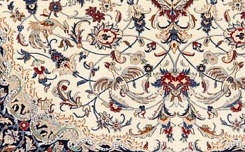 A Nain figural carpet, Part Silk, S.K 6LAA, c. 304 x 205 cm.