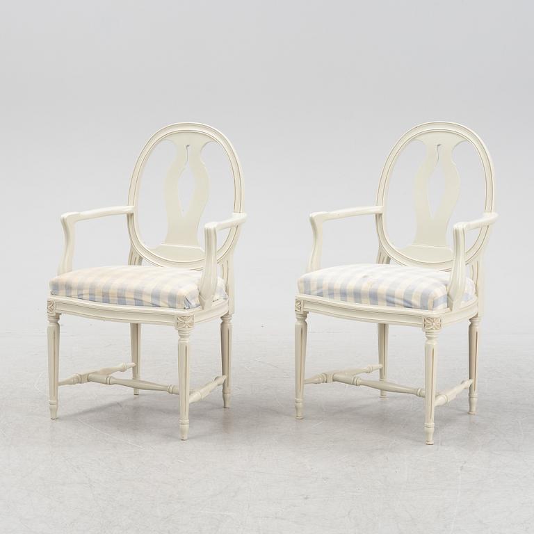 A pair of Gustavian style chairs, second half of the 20th Century.