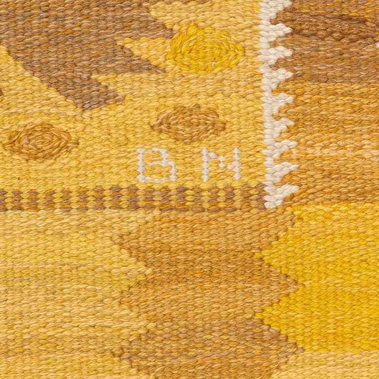 Barbro Nilsson, a carpet, "Nejlikan gul", flat weave, ca 334,5 x 279 cm, signed AB MMF BN.