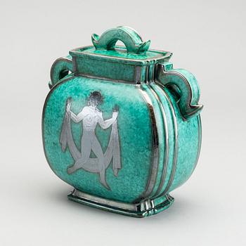WILHELM KÅGE, URNA med LOCK, stengods, "Argenta", Gustavsberg, 1937.