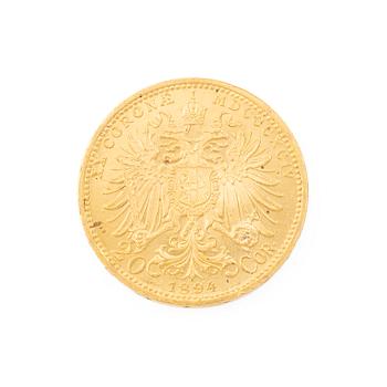Gold coin, Austria-Hungary, 20 Corona, 1894.