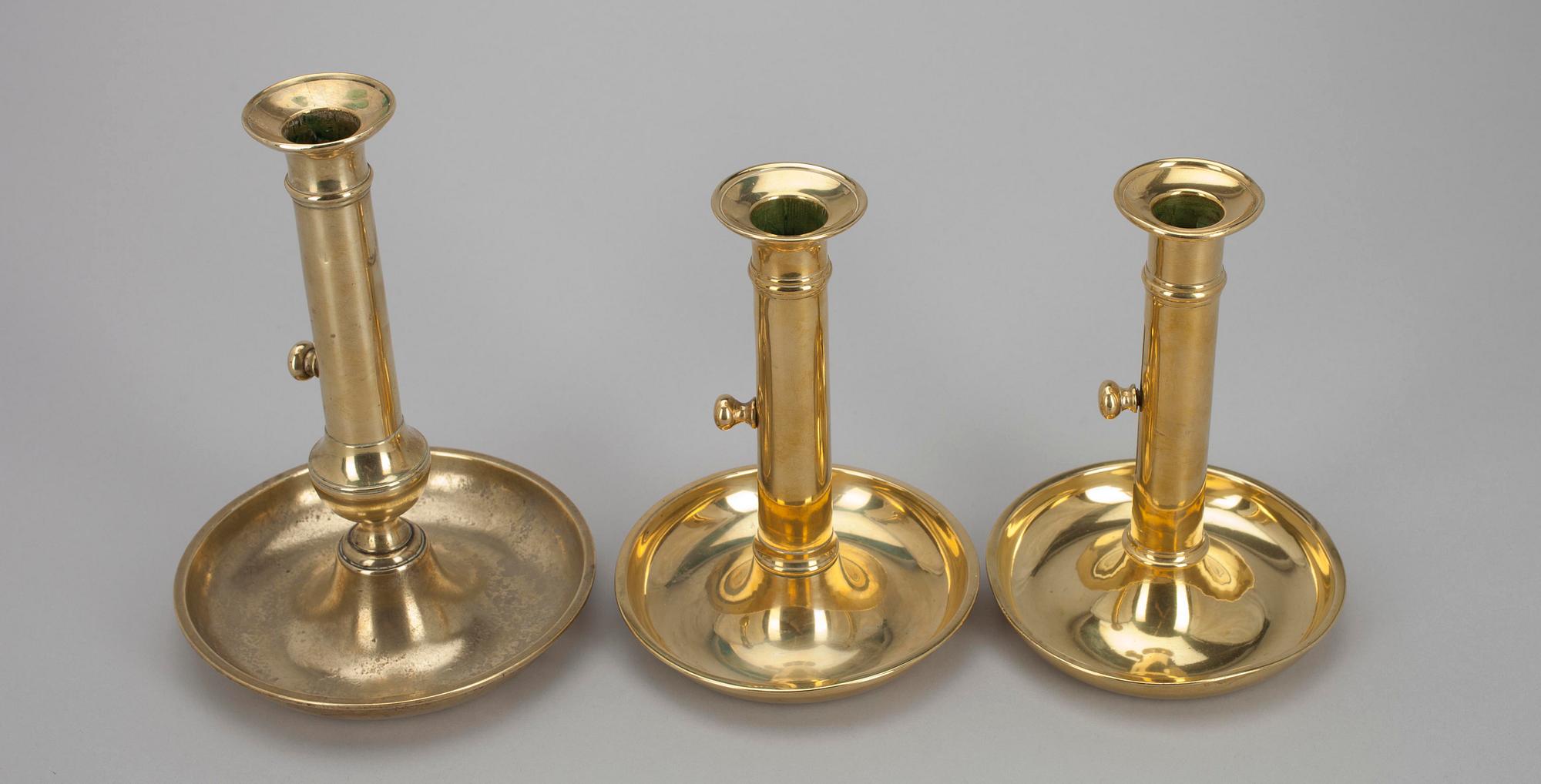 LJUSSTAKAR, 1+2, mässing, 1800-talets senare hälft.
