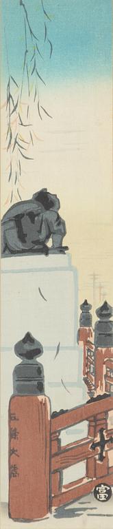 Tomikichirō Tokuriki, Motif of a temple and sculpture.