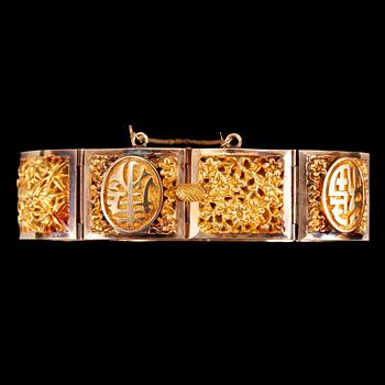 ARMBAND, 18k guld, sk "Four Seasons Bracelet", Kina, 1900-tal. Vikt ca53g.