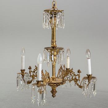 A late 19th century brass ceiling light.