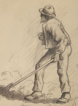 Axel Fridell, pencil drawing, signed and dated 1912.