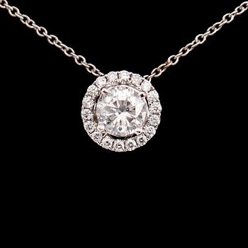 HÄNGE MED KEDJA, 18 k vitguld, briljantslipade diamanter tot  1.16 ct.