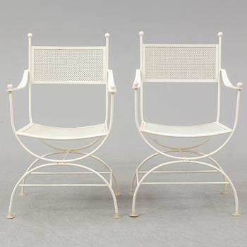A set of six 20th century painted metal garden/patio chairs.