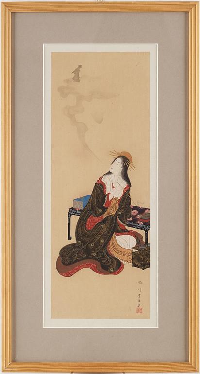 UTAGAWA TOYOHARU (1735–1814), efter, färgträsnitt. Japan, troligen 1900-tal.