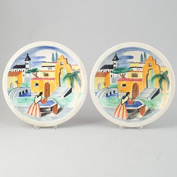 Gunnar Nylund & Heidi Heimann, a set of one ceramic vase, two dishes and a bowl for Rörstrand.